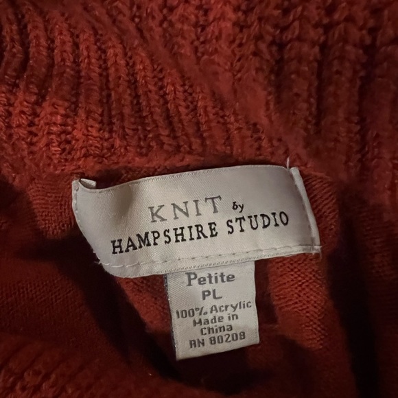 Knit by Hampshire Studio Rust Orange Pullover Quarter Length Sleeve Turtle Neck - Picture 6 of 6